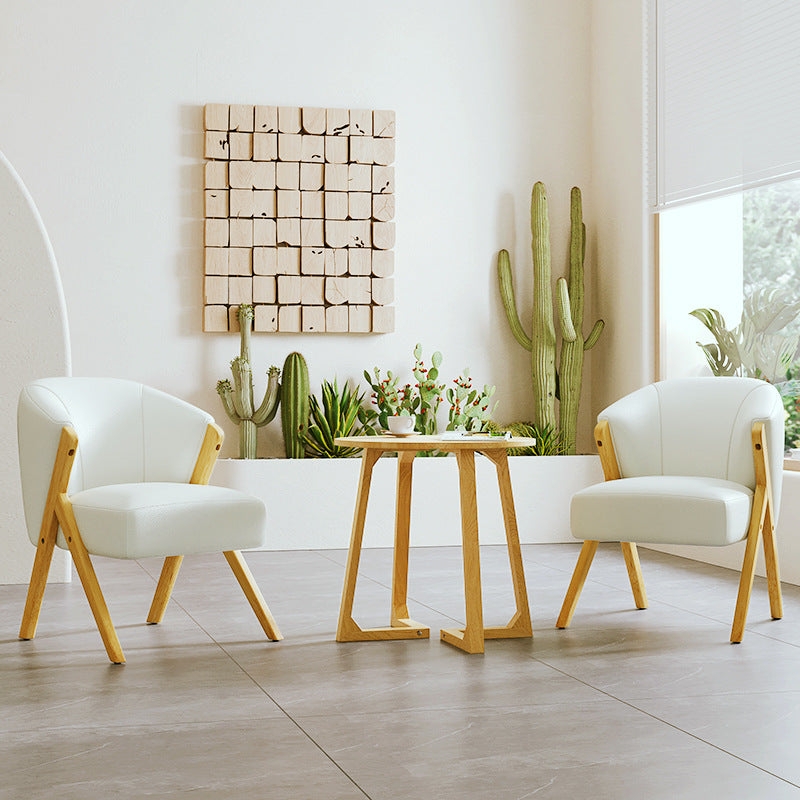 Accent Chair with Wraparound Arms and Curved Back in Cream Boucle