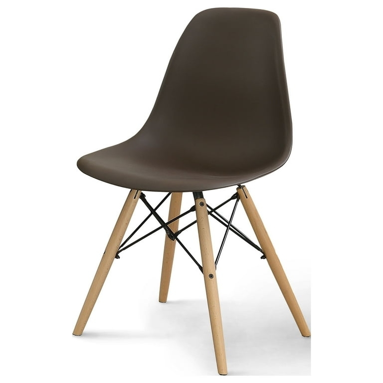Accent Chairs, Brown Molded Plastic, Geometric Cut Out Back Contemporary