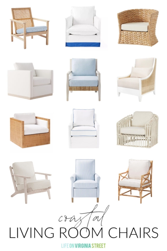 Accent Chairs Pair Slatted Wood Back Coastal Living Room Seating