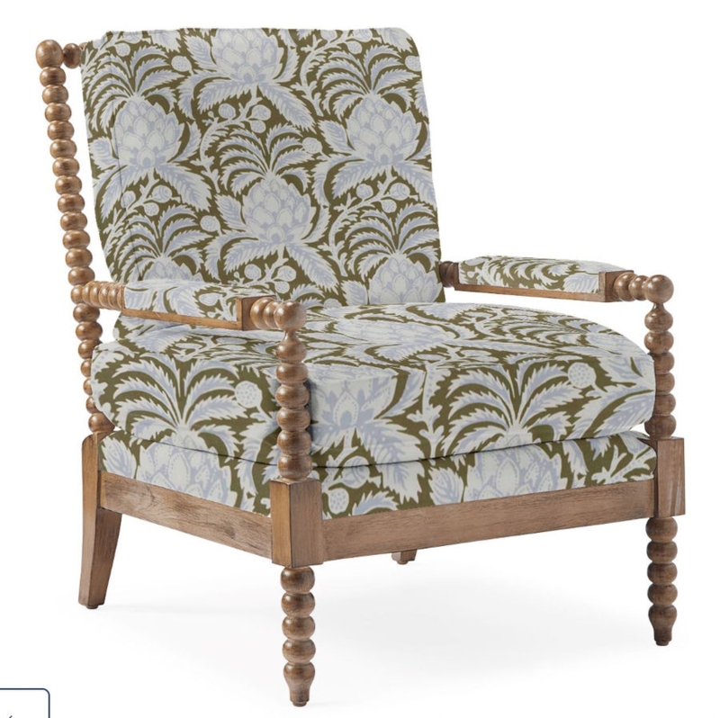 Accent Chairs Pair Woven Cane Panels Wood Frame Box Cushion Coastal