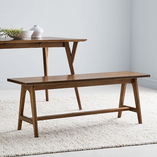 Acorn Wood Bench with A-Frame Legs, Mid-Century