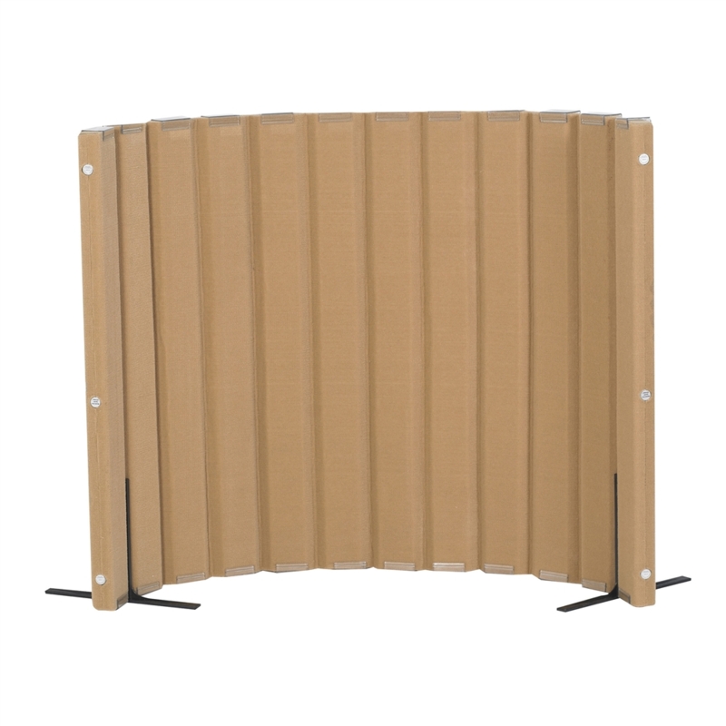 Acoustic Room Divider For Classrooms Curved Silhouette Tan Fabric Padded