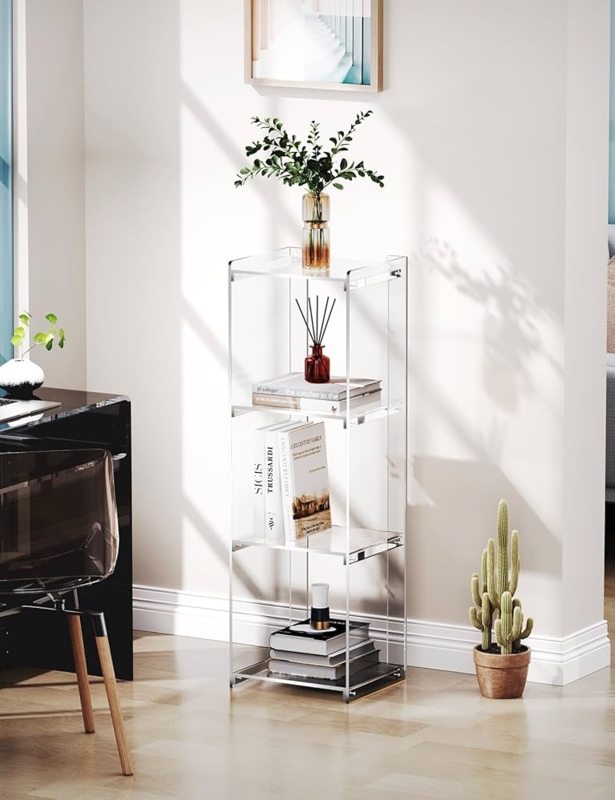 Acrylic Cube Bookshelf, Three-Tier Modern Storage for Small Spaces