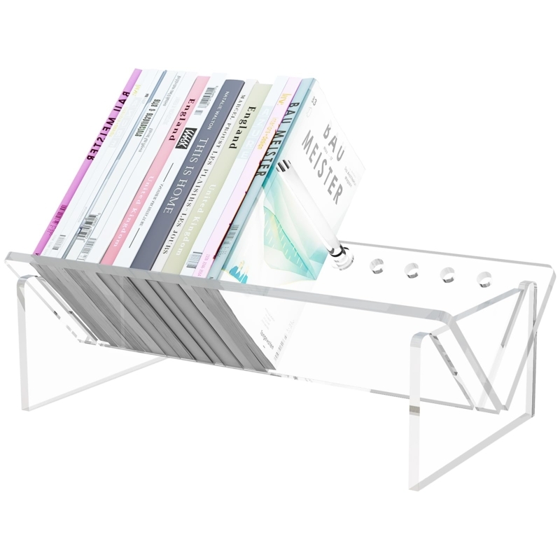 Acrylic Desktop Organizer, Two-Tier Bookshelf with Handles for Home Office