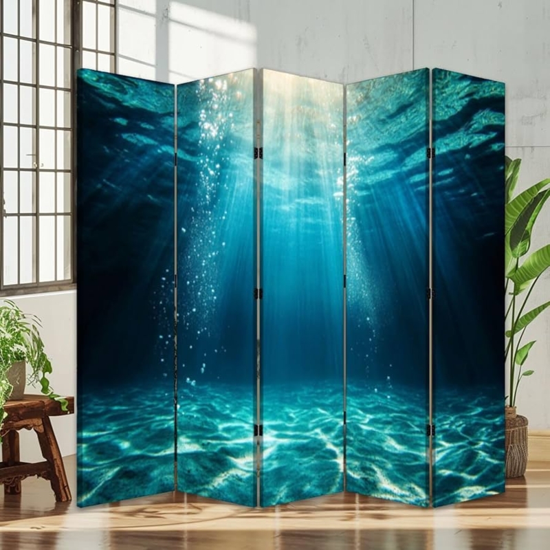 Amazon.com: 5 Panels Folding Screen Room Divider Underwater Sea Deep Water  with Blue Sun Light Canvas Screen Indoor Separator Freestanding Protective Wall  Divider Privacy Partition : Home & Kitchen
