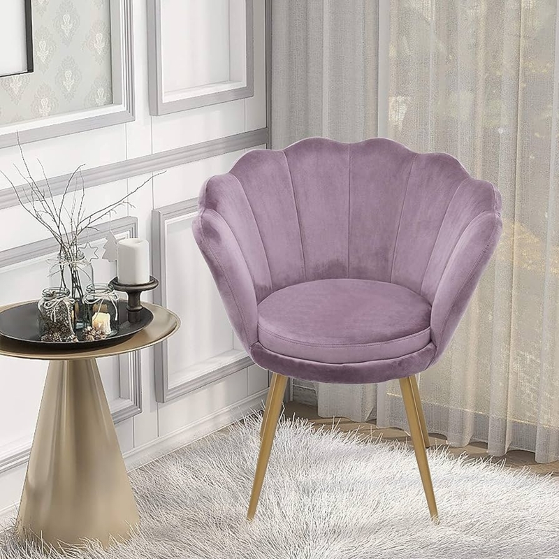 Amazon.com: ABBLE 26" Wide Velvet Barrel Accent Chair Upholstered Shell  Chair Leisure Arm Chair with Golden Metal Legs Living Room Chair Vanity  Chair - Lavender : Patio, Lawn & Garden