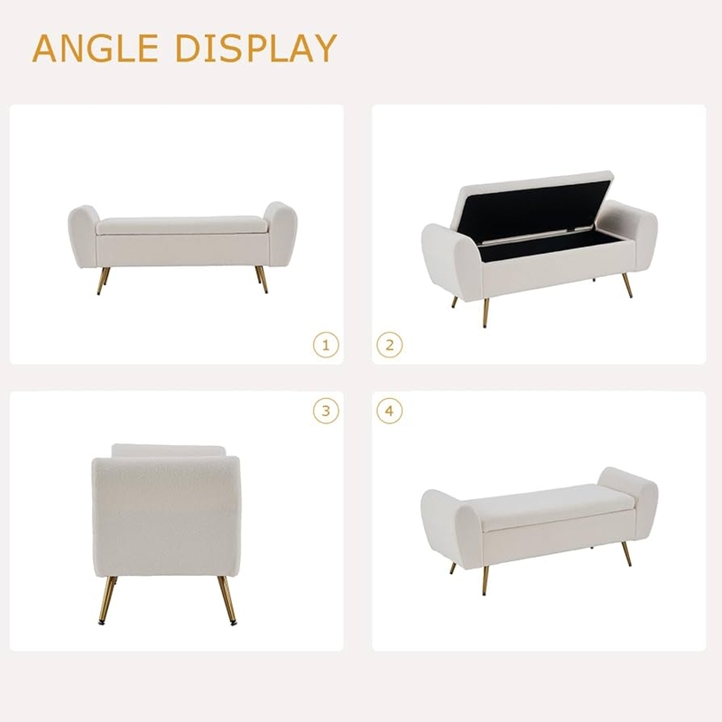 Amazon.com: AIITTCC Storage Bench for Bedroom, 55" Extra Long Bench for  King Size Bed, Modern Upholstered End of Bed Ottoman Bench with Arms for  Entryway Living Room (Teddy, Ivory White) : Home
