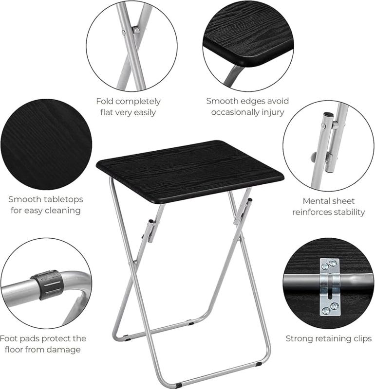 Amazon.com: AINGOO TV Trays Set of 2, Folding Snack Tables No Assembly  Required, TV Trays for Eating at Couch Sofa, Black : Home & Kitchen