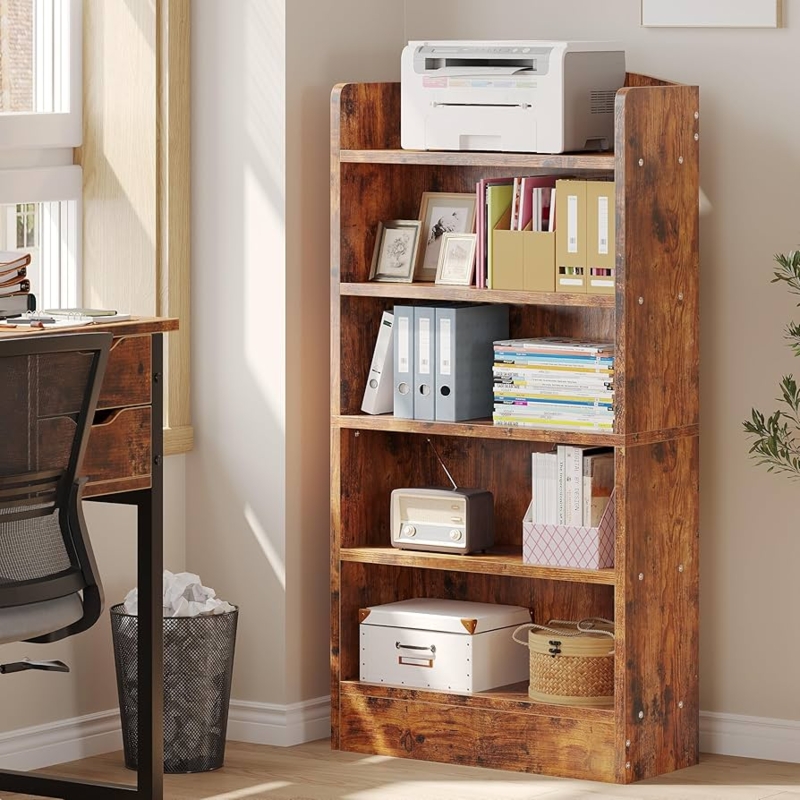 Amazon.com: ALISENED 5-Tier Bookcase, Open Bookshelves and Bookcases with  Storage Shelves, Floor Standing Unit, Display Storage Shelves for Bedroom  Library Living Room Home Office, Brown : Home & Kitchen