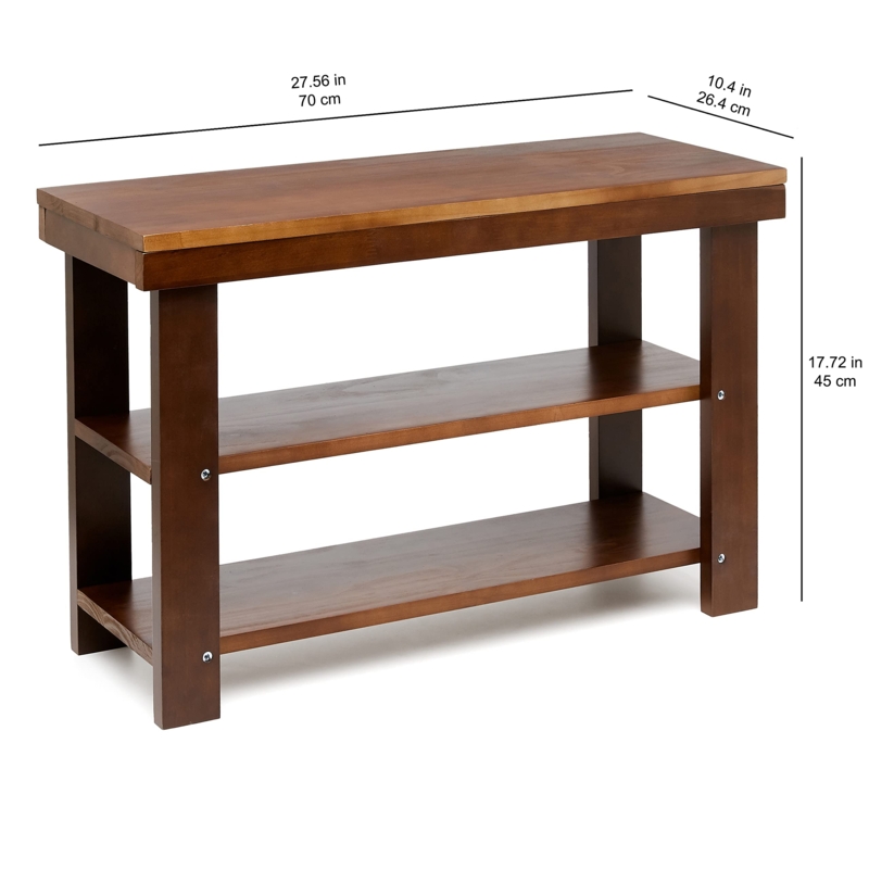 Amazon.com: Amazon Basics Sturdy Solid Pine Wood Entryway Bench with Shoe  Storage Organizer Rack, Espresso, 10.4"D x 27.56"W x 17.72"H : Home &  Kitchen