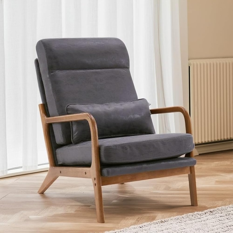 Amazon.com: Bonnlo High Back Microfiber Dark Grey Accent Chairs Set of 2,  Upholstered Mid Century Modern Lounge Chairs Reading Chairs Side Sitting  Chair Farmhouse Armchairs for Living Room, Bedroom, Guest Room :