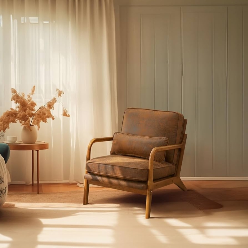 Amazon.com: Bonnlo Microfiber Rustic Mid Century Modern Accent Chair, Soild  Wood Padding Lounge Armchairs Side Sitting Chairs for Living Room, Bedroom,  Guest Room : Home & Kitchen