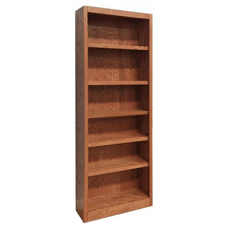 Amazon.com: BOWERY HILL 84" Traditional Wood Bookshelf Bookcase with 4  Adjustable Shelves and 2 Fixed Shelves, Simple Assembly, for Home/Office,  in Dry Oak Finish : Home & Kitchen