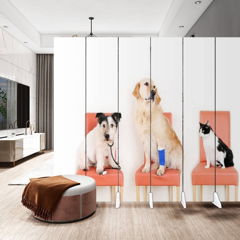 Amazon.com: Canvas Room Divider Screen Animals at Vet Room Separator  Folding Screen Privacy Partition Wall Dividers for Rooms 6 Panels : 