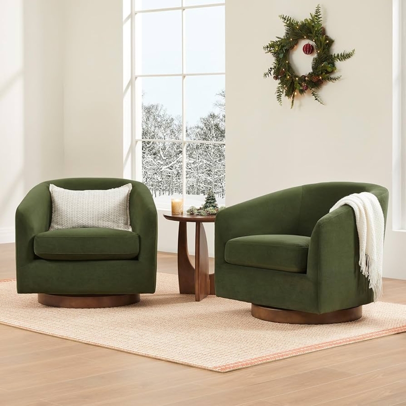 Amazon.com: CHITA Swivel Accent Chair, FSC Certified Upholstered Velvet  Barrel Chair for Living Room, Fully Assembled, Forest Green : Home & Kitchen