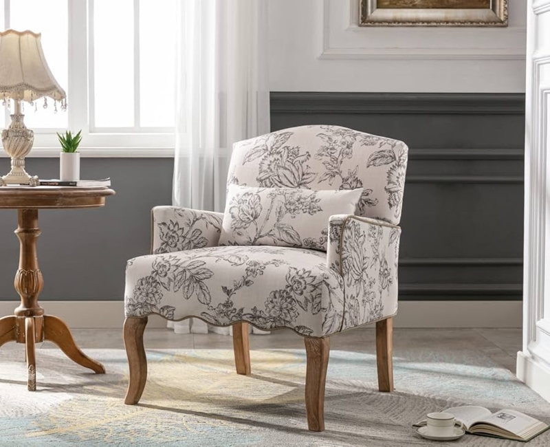 Amazon.com: CIMOTA Modern Floral Accent Chair Mid Century Linen Upholstered  Armchair with Pillow Comfy Single Sofa Reading Chair Side Chairs for Living  Room/Bedroom/Fireplace, Beige, Vintage Flower 1PC : Home & Kitchen