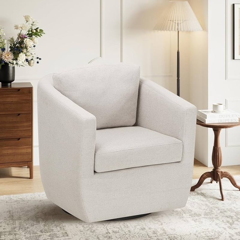 Amazon.com: COLAMY 360 Swivel Accent Chair with Pillow, Living Room  Armchair No-Sag Foam & Sturdy Metal Base, Fully Assembled Swivel Accent  Single Sofa for Bedroom Living Room, Reading Room, Beige : Home