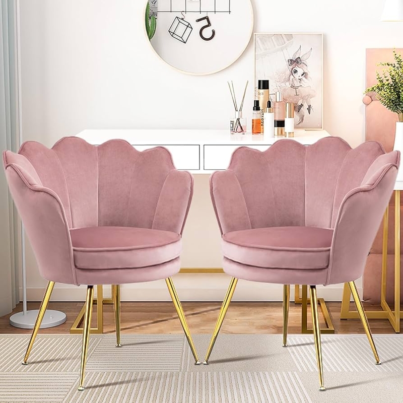 Amazon.com: Czlolo Accent Chairs Set of 2 for Living Room, Velvet  Upholstered Makeup Room Vanity Chair with Back, Golden Metal Legs Small  Accent Side Chair for Bedroom, Cloud Chair Set, 2 Pcs