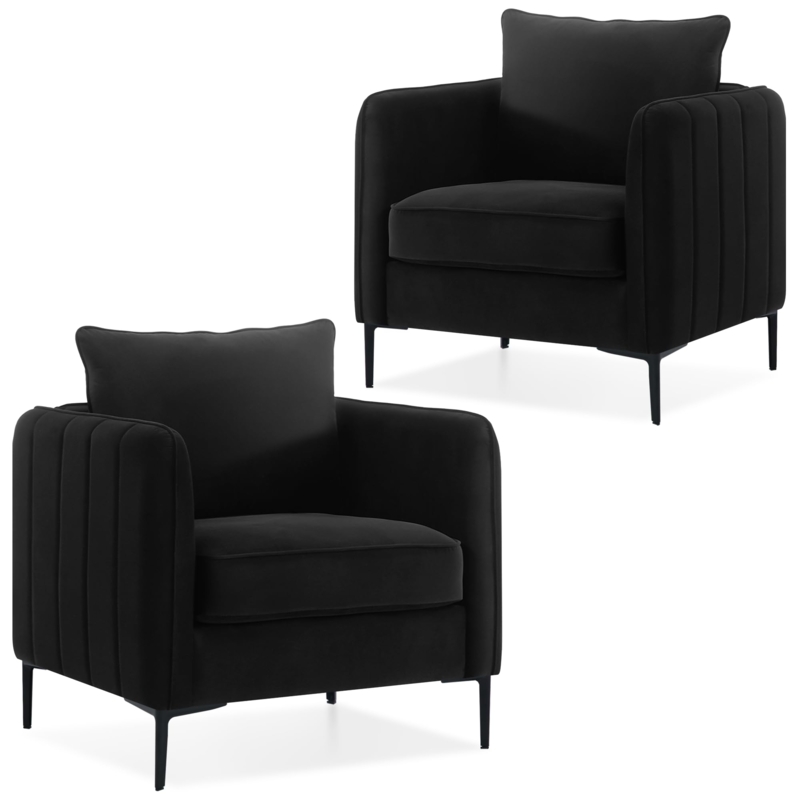 Amazon.com: DecoraFlex Black Velvet Accent Chairs Set of 2, Modern  Upholstered Accent Chair Comfy Velvet Armchair with Thick Cushion and Wood  Frame, Single Sofa/Side Chair for Living Room Bedroom Office : Home
