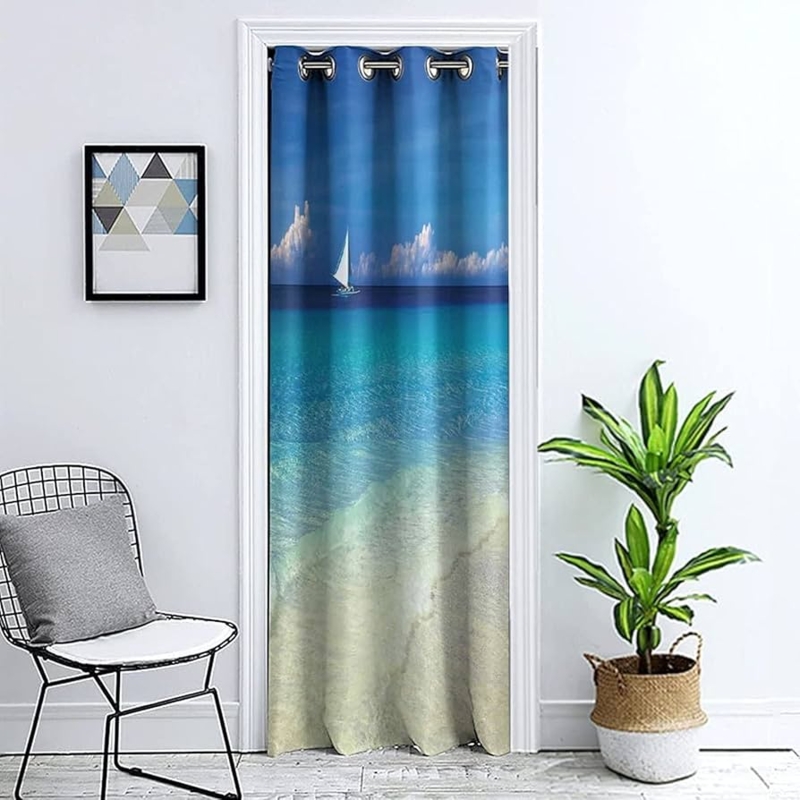 Amazon.com: Doorway Curtain Panel Room Divider Blackout Curtains, Sailboat  Nautical Decor Grommet Drapes Darkening Window Treatment, Exotic Tropic  Beach in Philippines Island Print Door Curtain, 42 x 80 inch : Home &  