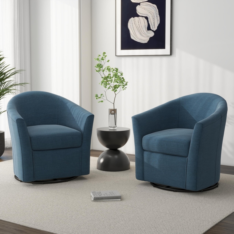 Amazon.com: DREAMSIDEA Swivel Accent Chair Armchair, Modern Round Single  Sofa Seating Comfy Reading Barrel Chairs for Living Room Bedroom (Blue, Set  of 2) : Home & Kitchen