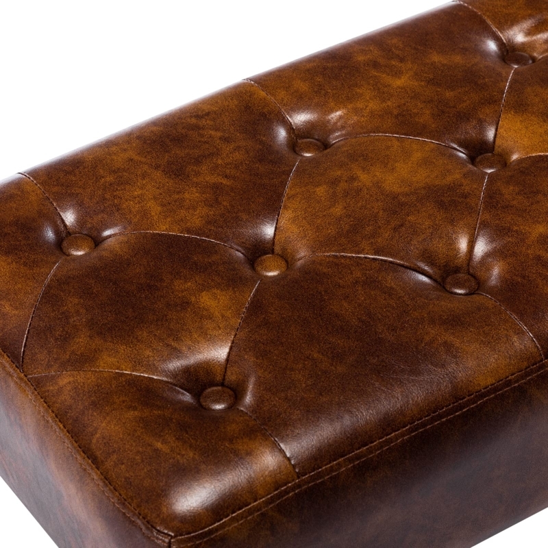 Amazon.com: DUHOME Button-Tufted Ottoman Bench, Upholstered Bedroom Benches  with Gold Legs Faux Leather Bench for Entryway Dining Room Living Room  Bedroom End of Bed, Yellowish Brown : Home & Kitchen