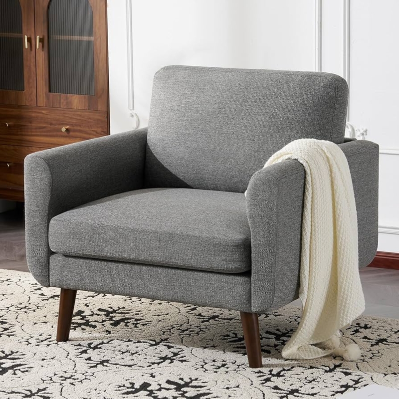 Amazon.com: ELUCHANG Accent Chair Set of 1, Oversized Mid Century Modern Arm  Chair, Soft Linen Fabric Sofa Chairs Upholstered Comfy Chair for Living  Room Bedroom Apartment (Grey) : Home & Kitchen
