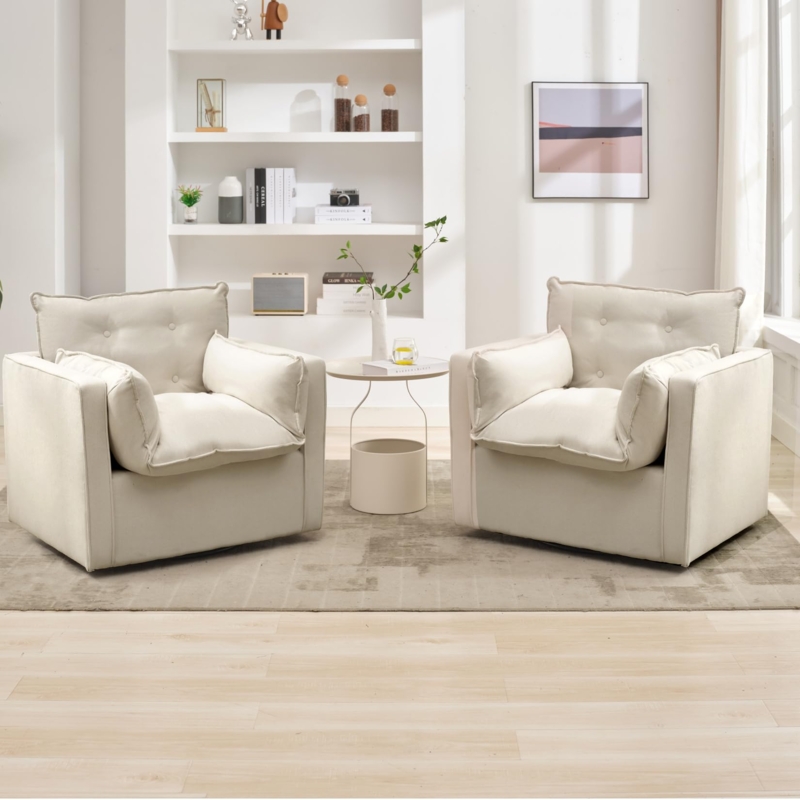 Amazon.com: GarveeHome Swivel Accent Chair, Mid Century Modern Arm Chair  for Living Room, Comfy Single Sofa Chair Reading Sofa with Solid Metal  Base, Accent Armchair for Office, No Assembly Required, Cream :