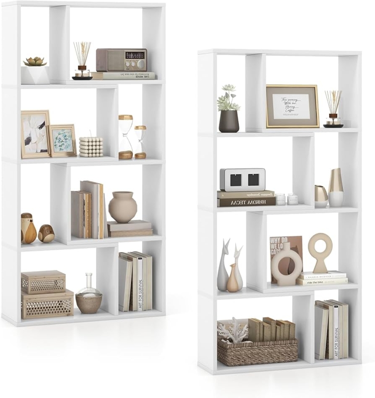Amazon.com: Giantex 8-Cube Geometric Bookshelf Set of 2, 4-Tier High  Bookcase, 48" Modern Storage Organizer, Floor Standing Open Display Shelving,  Wooden Storage Cabinet for Living Room, Bedroom, Study, White : Home &