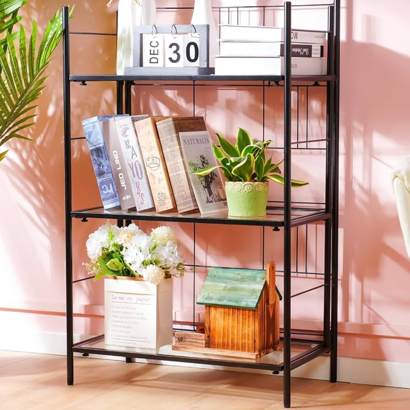 Amazon.com: Home Limpidity No Assembly Bookshelf, 3 Tier Stylish Black  Folding Book Shelf, Foldable Bookcase with Glass Shelf, Small Collapsible  Display Case Storage Organizer for Bedroom, Living Room : Home & Kitchen