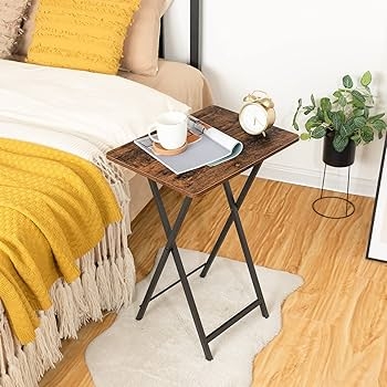 Amazon.com: HOOBRO Folding TV Tray Table, TV Trays for Eating Set of 4 with  Stand, Folding TV Dinner Tables for Small Space, Easy Assembly, Space  Saving, Stable and Durable, Rustic Brown and