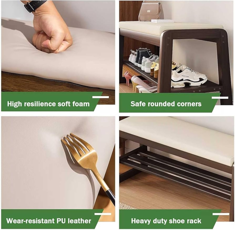 Amazon.com: HotcoS Indoor Small Bench for Bedroom Solid Wood Shoe Rack for  Entryway Small Shoe Changing Stool Short Bench with Seating : Home & Kitchen