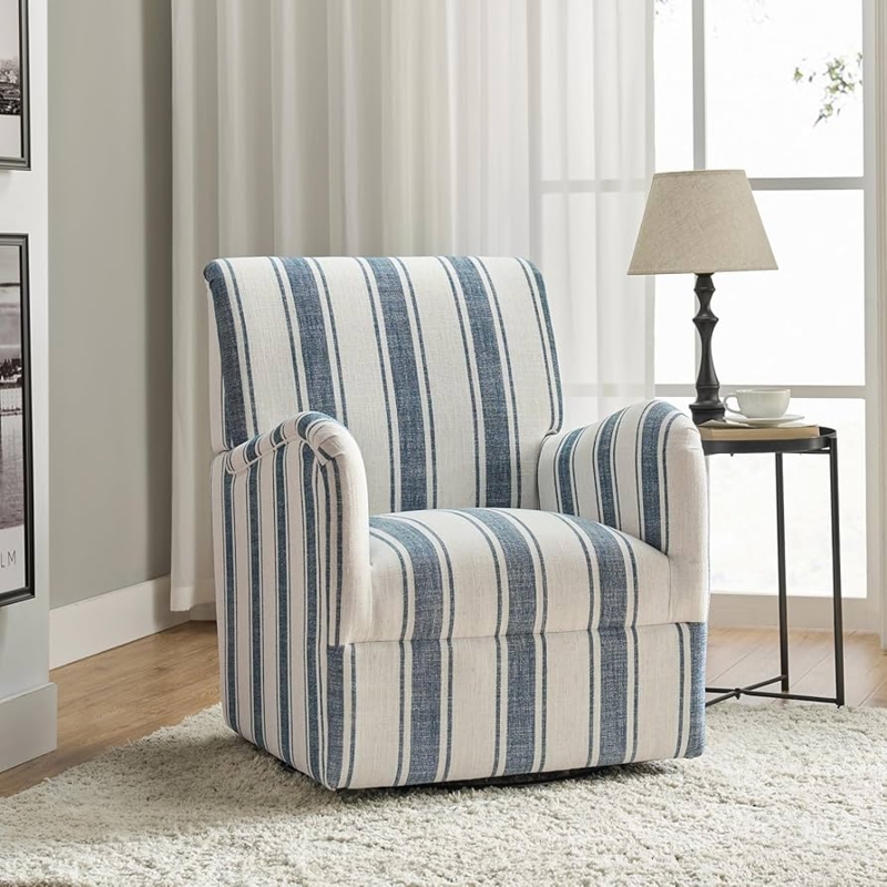 Amazon.com: HULALA HOME Swivel Accent Chair with Stripe Pattern, Farmhouse  Fabric Upholstered Armchair with Metal Base, 360 Swivel Traditional Sofa  Chair for Living Room Bedroom, Navy : Home & Kitchen