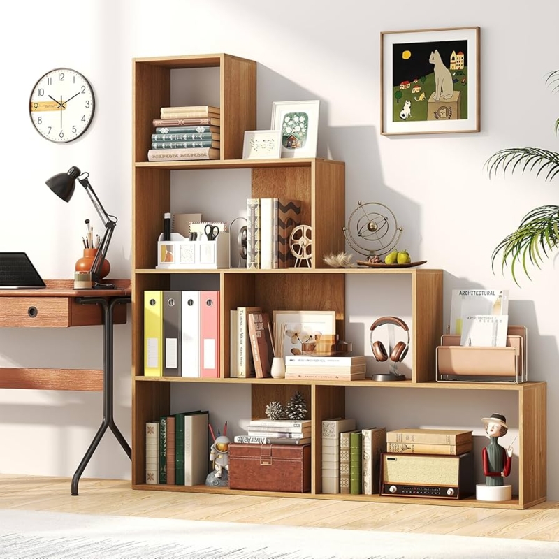 Amazon.com: IFANNY 4 Tier Bookshelf, Step Bookcase with 6 Separate Storage  Cubes, Wood Bookshelves and Bookcases, Geometric Display Shelf, Modern Book  Shelf for Bedroom, Living Room, Home Office (Natural) : Home & Kitc