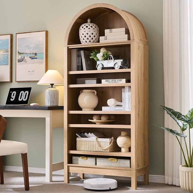 Amazon.com: IFGET 71" Tall Arched Bookshelf, 7 Tiers Arch Bookcase with  Storage, Modern Farmhouse Book Shelf with Adjustable Shelves, Wood Bookshelf  w/Open Display Shelves for Living Room, Office (Natural) : Home &