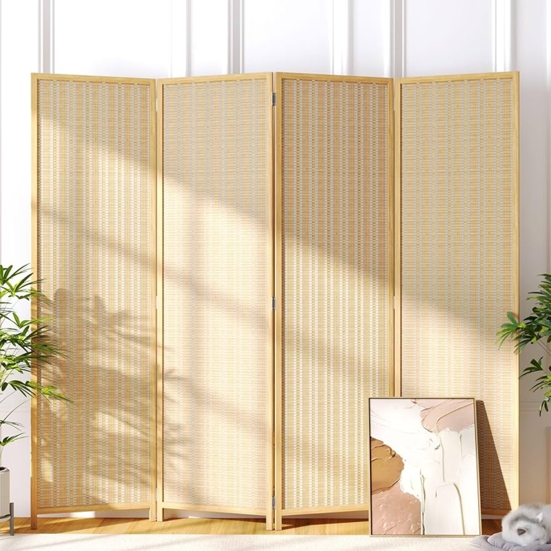 Amazon.com: JOSTYLE Room Divider 4 Panel Folding Privacy Screen, Bamboo Room  Divider Screen - 6 ft. Tall Wall Divider for Room Separation Freestanding  Partition Separators, Beige, 70.9" H x 79.9" W :