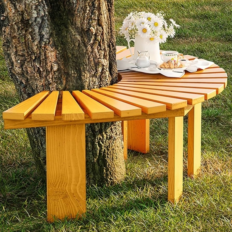 Amazon.com: Katzowen Solid Wood Tree Around Benches, Outside Garden Bench  Half Round, Lounge Seating/Plant Stands/Park Yard Lawn Furniture  Decoration(Yellow) : Patio, Lawn & Garden