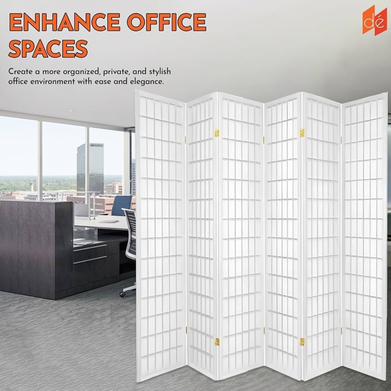 Amazon.com: Legacy Decor 6-Panel Shoji Room Divider, White, Real Wood Grid,  Translucent Privacy Panels, 105 W  71 H, Folding Screen : Home & Kitchen