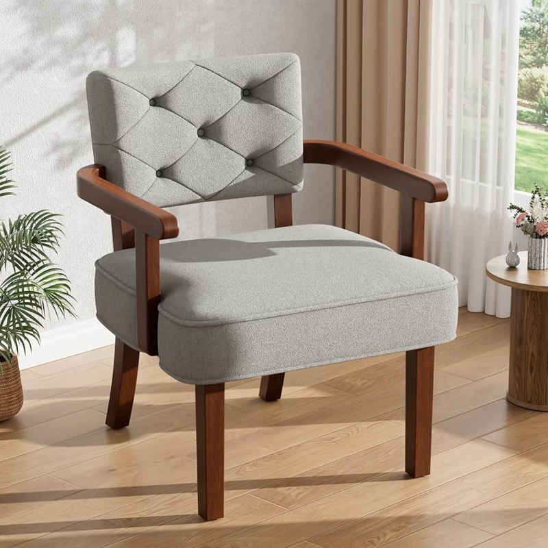 Amazon.com: LegacyAmerhome Versatile Side Arm Chair, Small Modern Accent  Chair, Upholstered Wooden Armchair, Corner Chair with Arm Rest,Tufted  Backrest, Cushion, for Office,Waiting/Reading/Living Room, Grey : Home &  K