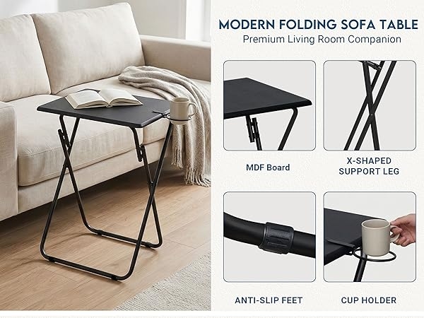 Amazon.com: LOFTEY Tv Trays Set of 4, Folding TV Dinner Tray, Portable TV  Tables for Living Room for Eating, Heavy Duty Foldable Side Table for  Eating on Couch&Sofa, Black : Home &