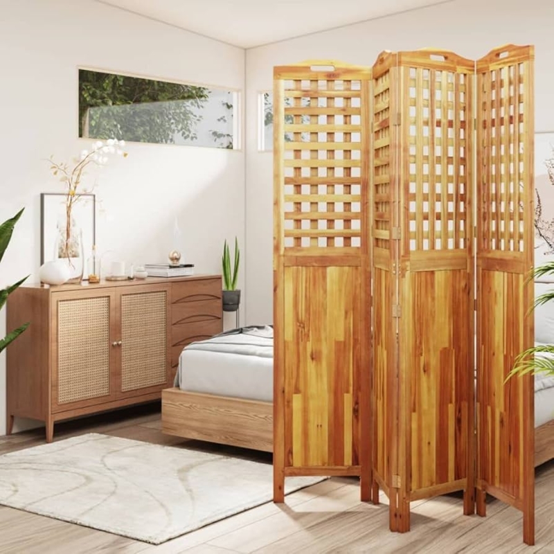 Amazon.com: loibinfen 4-Panel Acacia Wood Room Divider Privacy Screen,  Wooden Freestanding Foldable Room Separation Wall, Portable Partition Screen,  63.8"x0.8"x70.9" Solid Wood Acacia -954 : Home & Kitchen