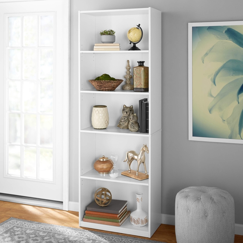 Amazon.com: Mainstay'` 71" 5-Shelf Standard Bookcase (A White) : Home &  Kitchen