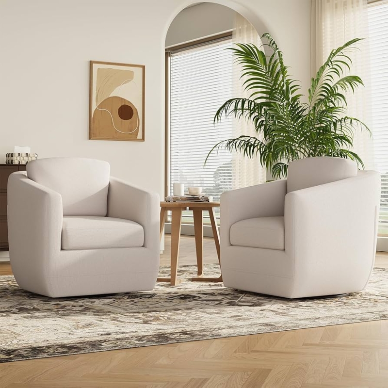 Amazon.com: MALOL 360 Swivel Accent Chair Set of 2 with Pillow - Comfy  Living Room Armchair No-Sag Foam & Sturdy Metal Base, Fully Assembled  Swivel Accent Single Sofa for Bedroom Living Room,