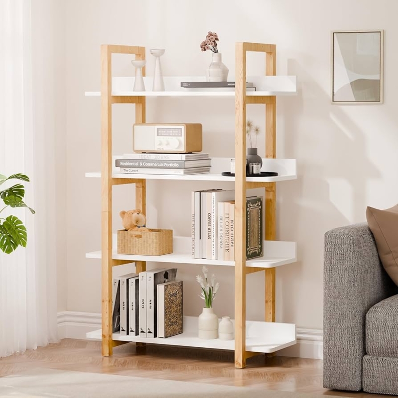 Amazon.com: RELAHOGAR Solid Wood Bookshelf, 4 Tier Free Standing Shelves,  Open Display Bookcase Book Shelf for Living Room,Office,Bedroom,Bathroom :  Home & Kitchen
