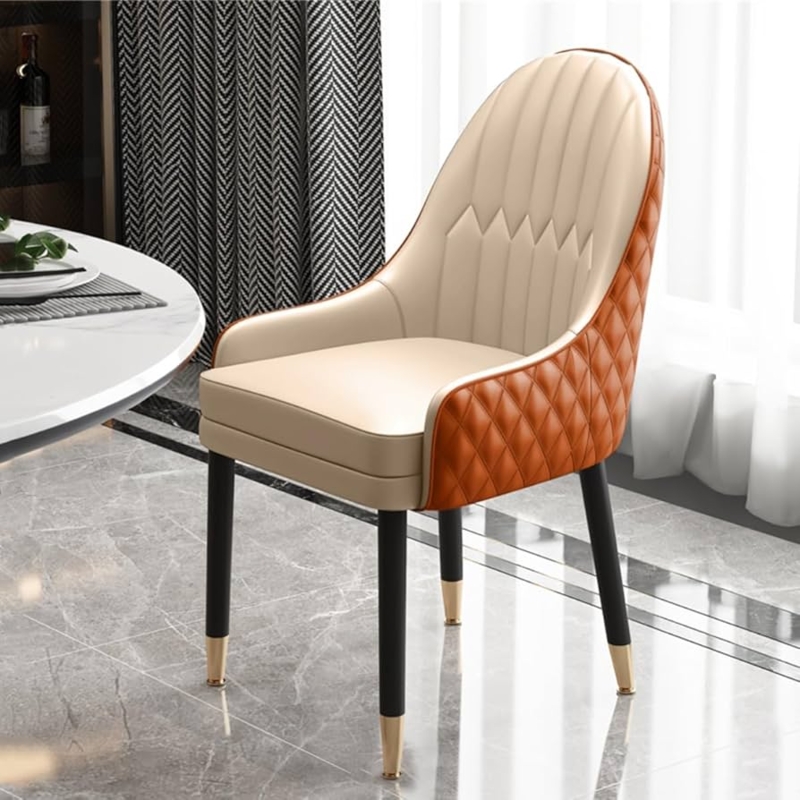 Amazon.com: Scandinavian Dining Chair Leisure Leather Chairs with Back  Support,Modern Accent Chair with Padding Seat,Kitchen Upholstered Stool  Side Chair (Color : Khahi+Orange) : Home & Kitchen