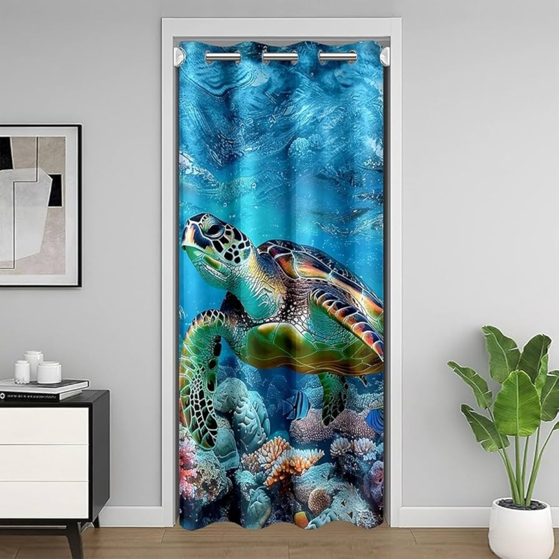 Amazon.com: Sea Turtle Door Curtain 34"x80" Ocean Closet Door Cover Curtain  Reptile Tortoise 30%-50% Room Darkening Blackout Curtain Coastal Room  Divider Curtain Cover Nautical Beach Blue Window Treatments : Home & Kit