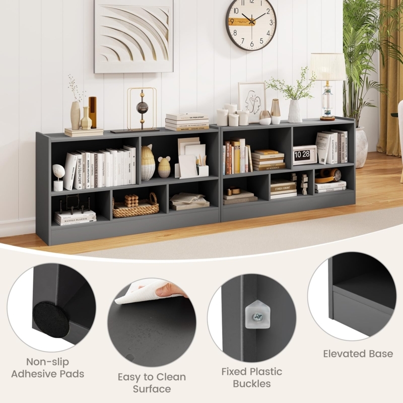 Amazon.com: SILKYDRY 5 Cube Storage Organizer, 2-Tier Open Bookshelf,  Wooden Bookshelves & Bookcases, Modern Display Book Shelf for Home Office  Classroom, Under Window Small Horizontal Bookcase : Home & Kitchen