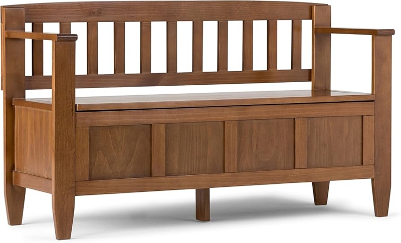 Amazon.com: SIMPLIHOME Brooklyn Entryway Storage Bench - 48 inch Wide Solid  Wood Hallway Bench in Medium Saddle Brown, Contemporary Mudroom Bench for  Entry or Foyer with Lift-Up Lid and Spacious Hidden Storage :