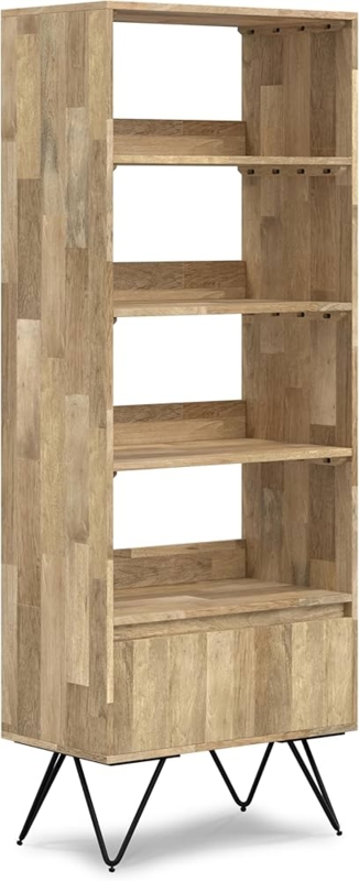 Amazon.com: SIMPLIHOME Hunter Bookcase - 64 inch Tall Solid Mango Wood and  Metal Tall Bookshelf in Natural, Modern Industrial Storage for Living Room,  Study Room or Office with Open Shelves and Sturdy