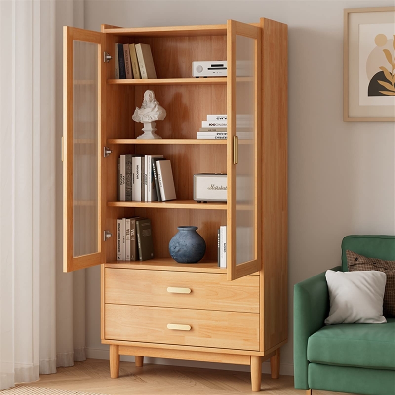 Amazon.com: Solid Wood Bookcase with Glass Door, Display Cabinet  Floor-to-Ceiling Bookshelf for Living Room MINGPING (Color : White  80x35x114cm) : Home & Kitchen